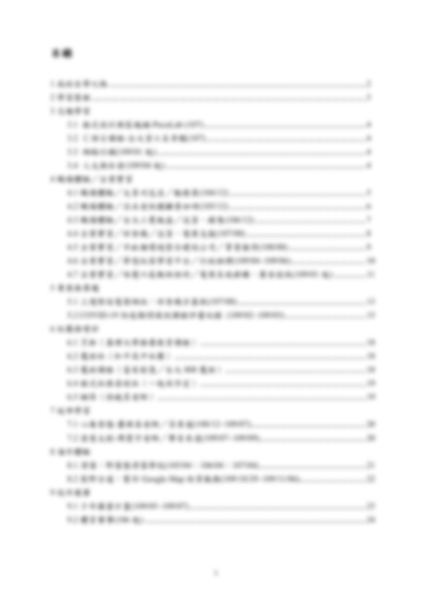 特殊選才補充資料的目錄頁：從自學之路、學習歷程、志趣學習、職場體驗到校外競賽的九章結構。